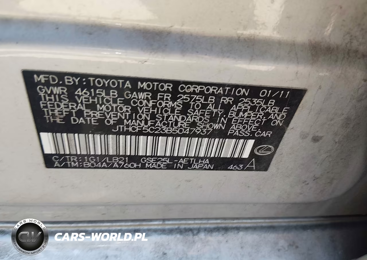 2011 Lexus Is 250 VIN:JTHCF5C23B5047937 - 9
