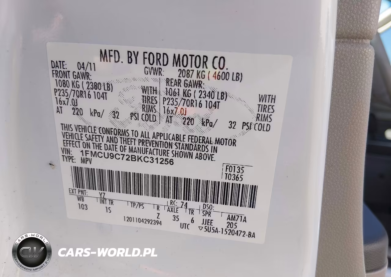 2011 Ford Escape Xls VIN:1FMCU9C72BKC31256 - 9
