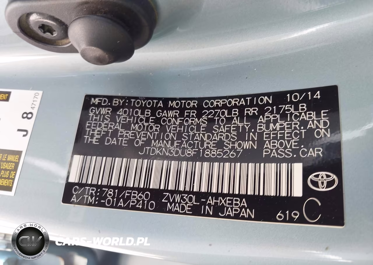 TOYOTA PRIUS VIN:JTDKN3DU8F1885267 - 9