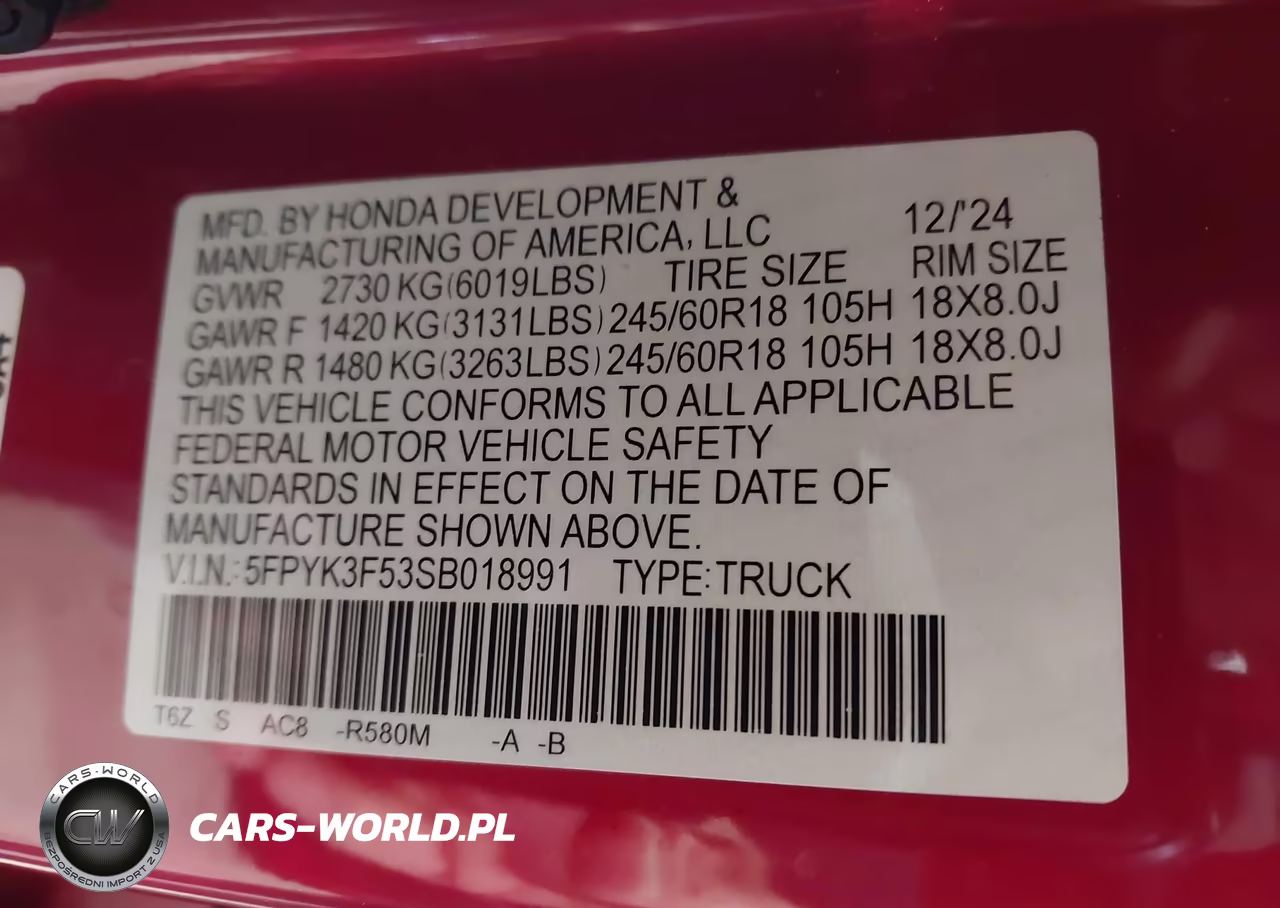 2025 Honda Ridgeline Rtl VIN:5FPYK3F53SB018991 - 9