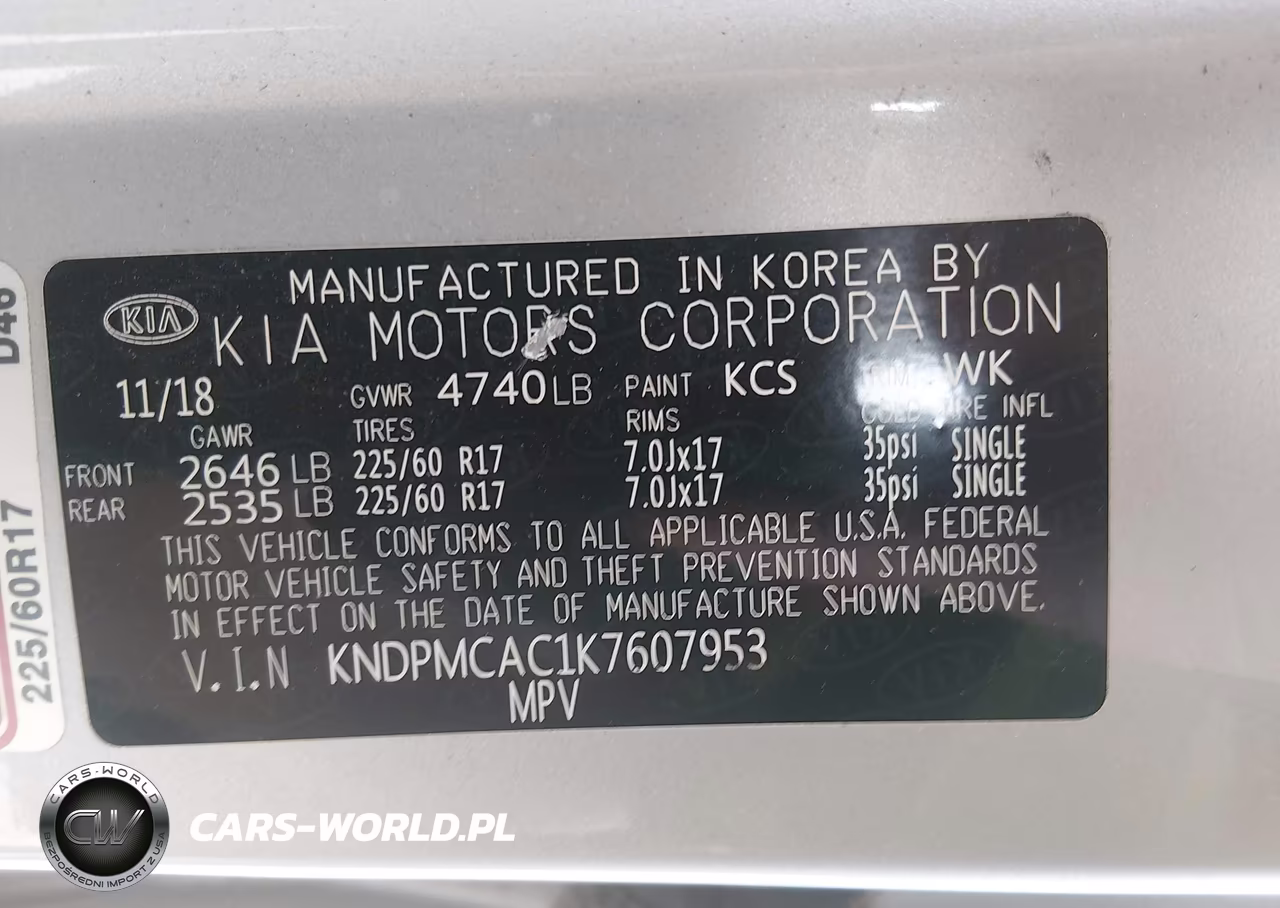 2019 Kia Sportage Lx VIN:KNDPMCAC1K7607953 - 9