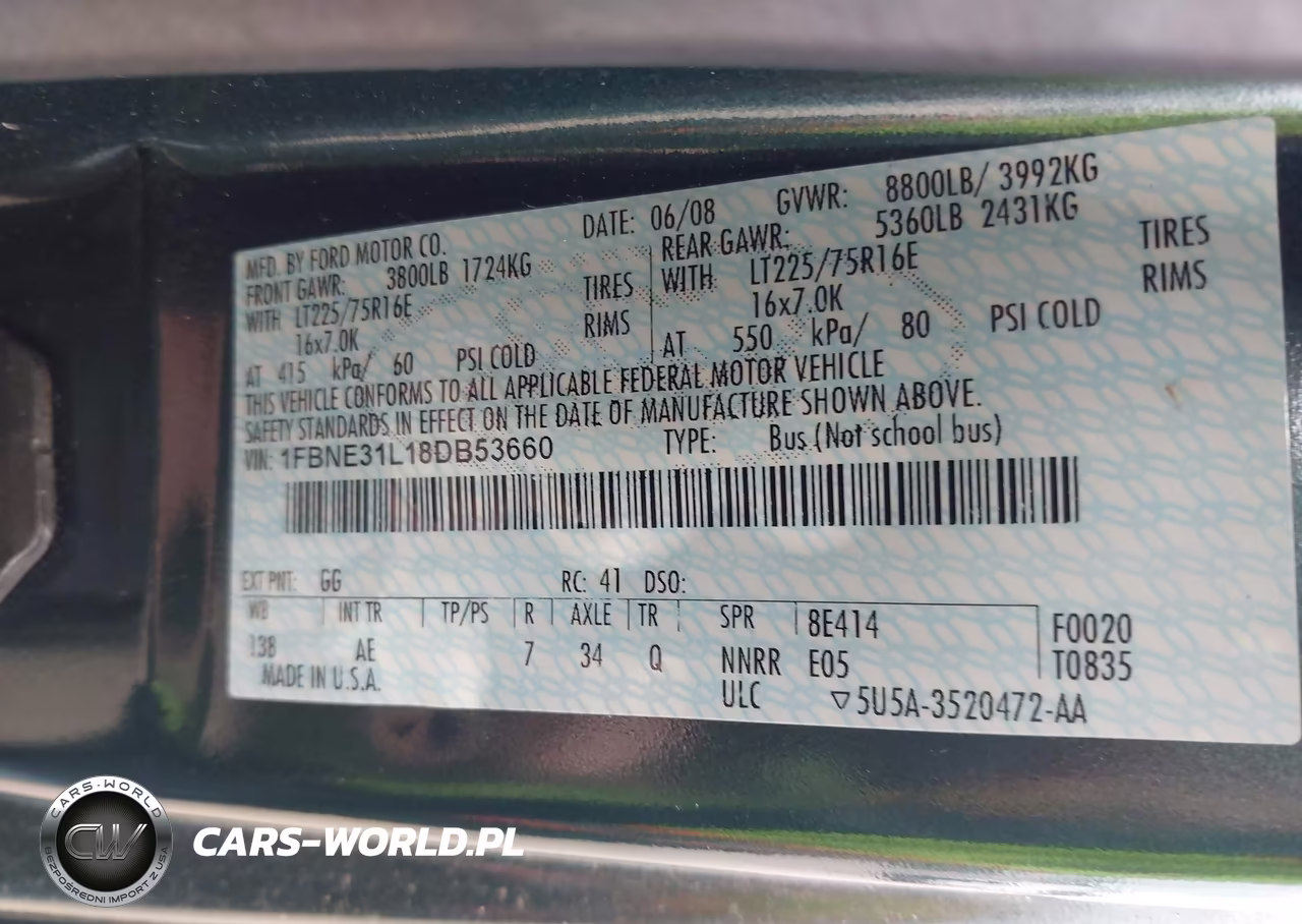 2008 Ford E-350 Super Duty Xl-Xlt VIN:1FBNE31L18DB53660 - 9