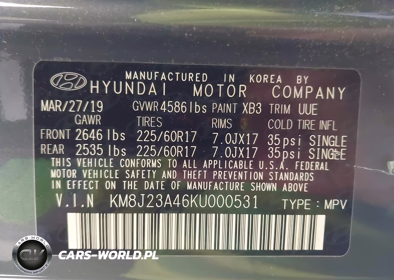 2019 Hyundai Tucson Se VIN:KM8J23A46KU000531 - 9