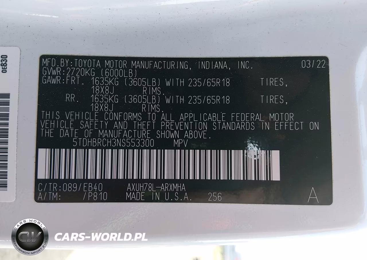 2022 Toyota Highlander Hybrid Xle VIN:5TDHBRCH3NS553300 - 9