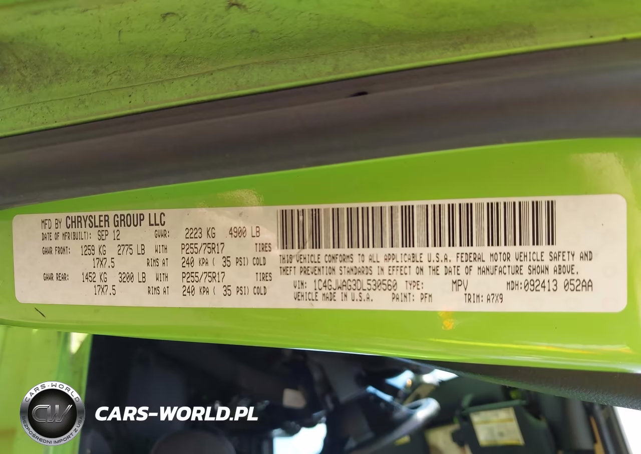 2013 Jeep Wrangler Sport VIN:1C4GJWAG3DL530560 - 9