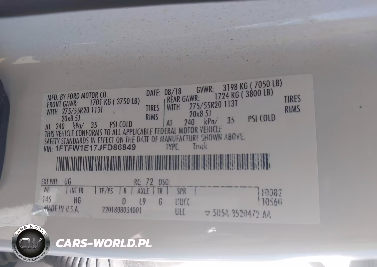 2018 Ford F-150 Lariat VIN:1FTFW1E17JFD86849 - 9