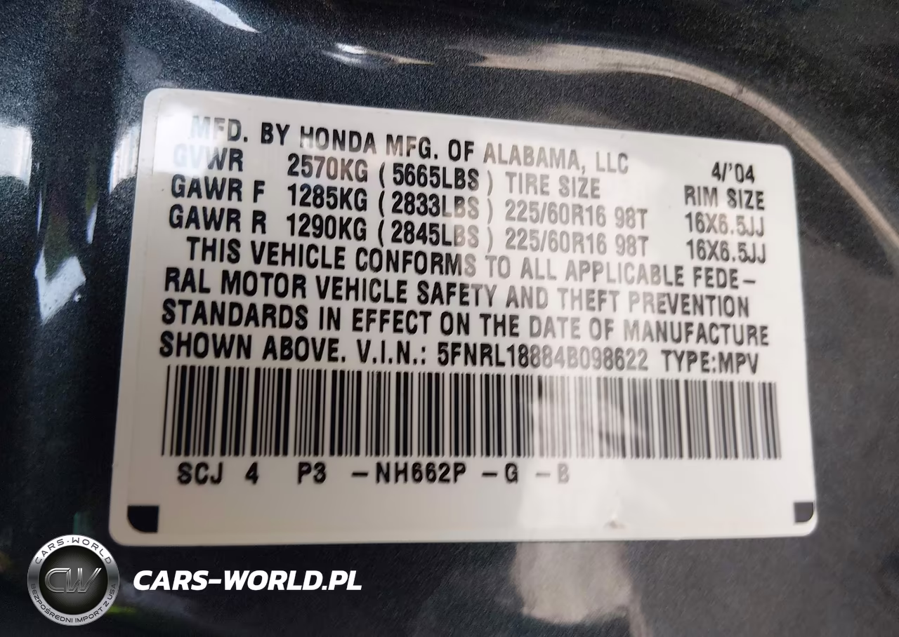 2004 Honda Odyssey Ex VIN:5FNRL18884B098622 - 9