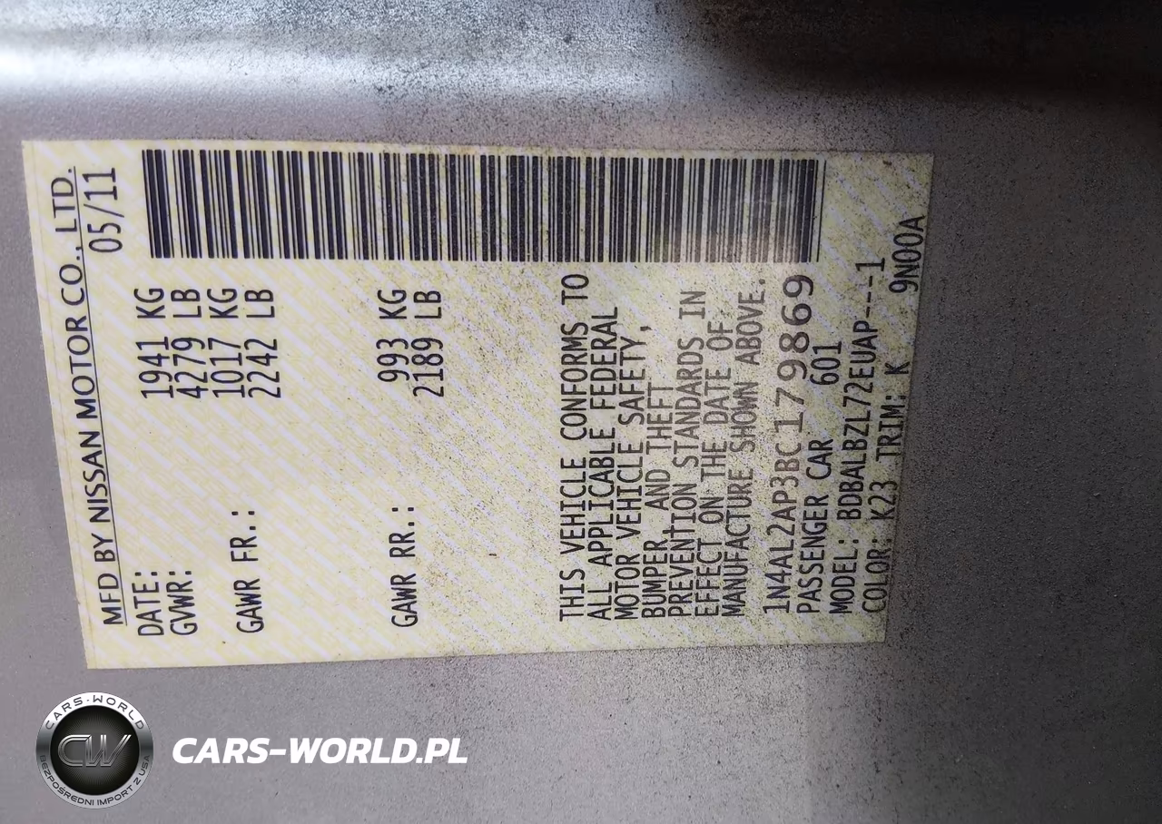 2011 Nissan Altima 2.5 S VIN:1N4AL2AP3BC179869 - 9