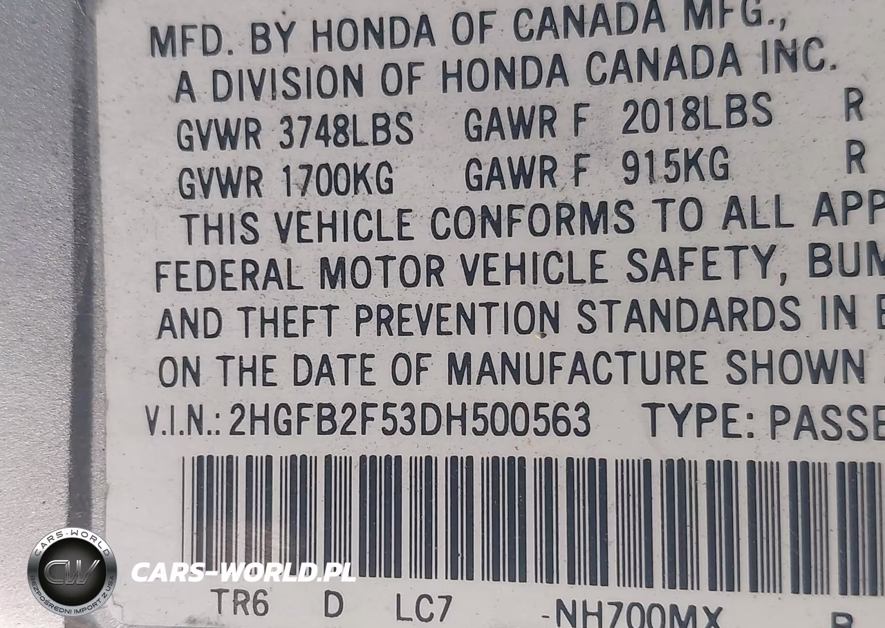 2013 Honda Civic Lx VIN:2HGFB2F53DH500563 - 9