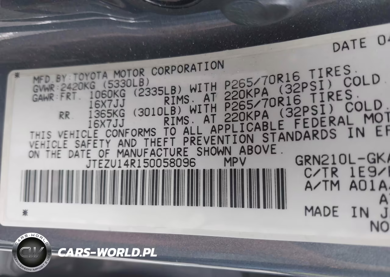 2005 Toyota 4Runner Sr5 V6 VIN:JTEZU14R150058096 - 9