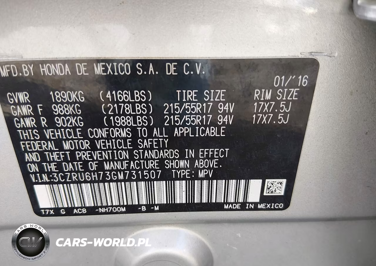 2016 Honda Hr-V Ex-L VIN:3CZRU6H73GM731507 - 9