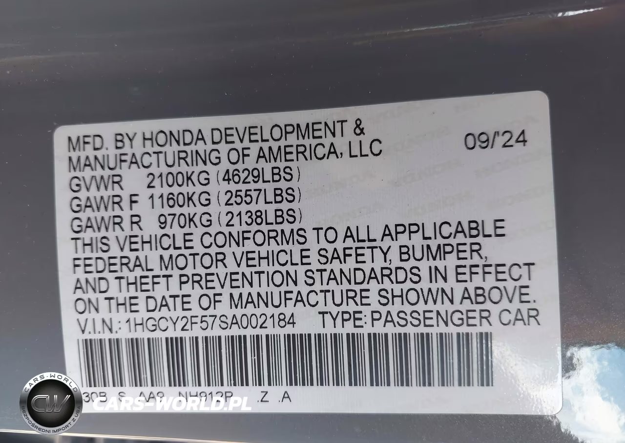 2025 Honda Accord Hybrid Sport VIN:1HGCY2F57SA002184 - 9