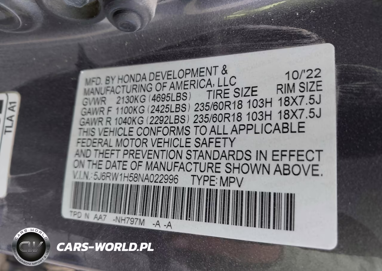 2022 Honda Cr-V 2Wd Ex VIN:5J6RW1H58NA022996 - 9