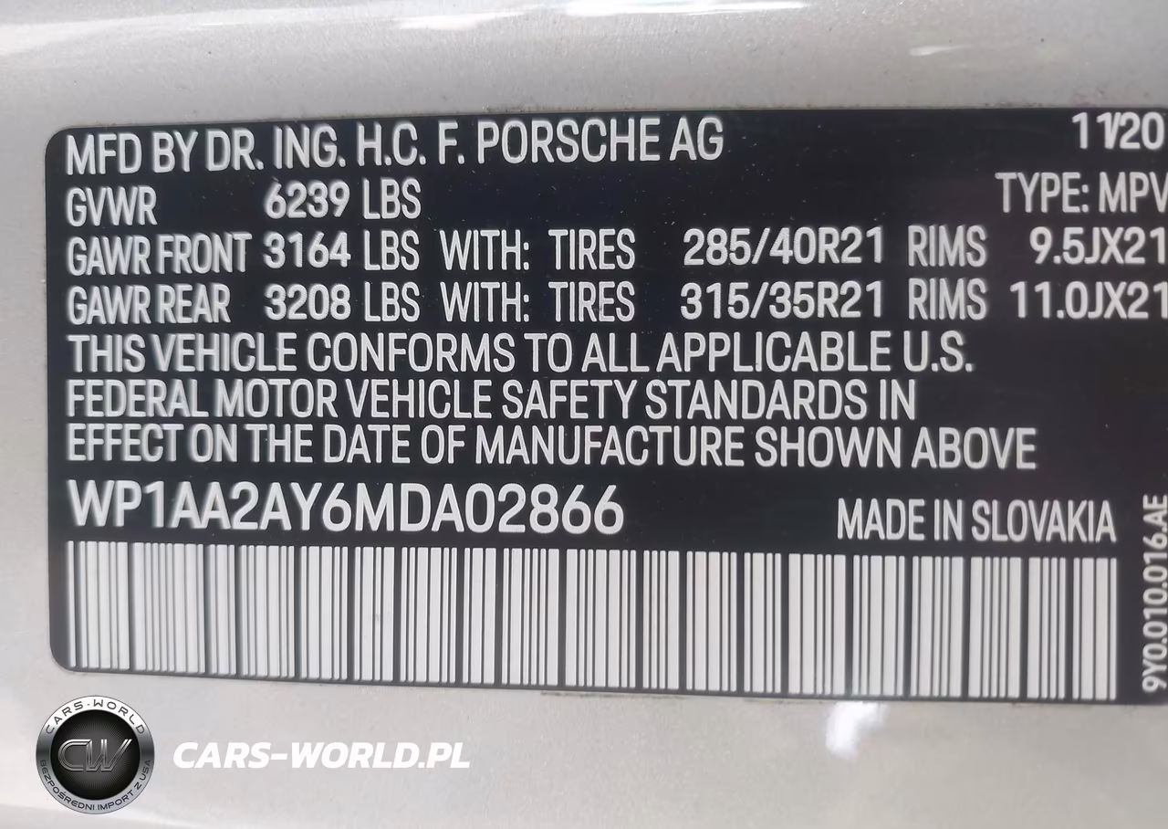 2021 Porsche Cayenne VIN:WP1AA2AY6MDA02866 - 9