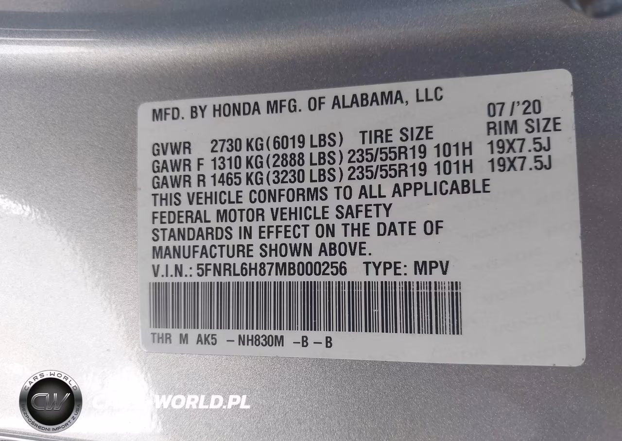 2021 Honda Odyssey Touring VIN:5FNRL6H87MB000256 - 9