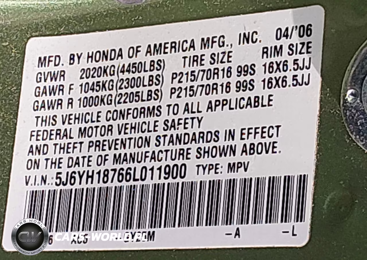 2006 Honda Element Ex-P VIN:5J6YH18766L011900 - 9