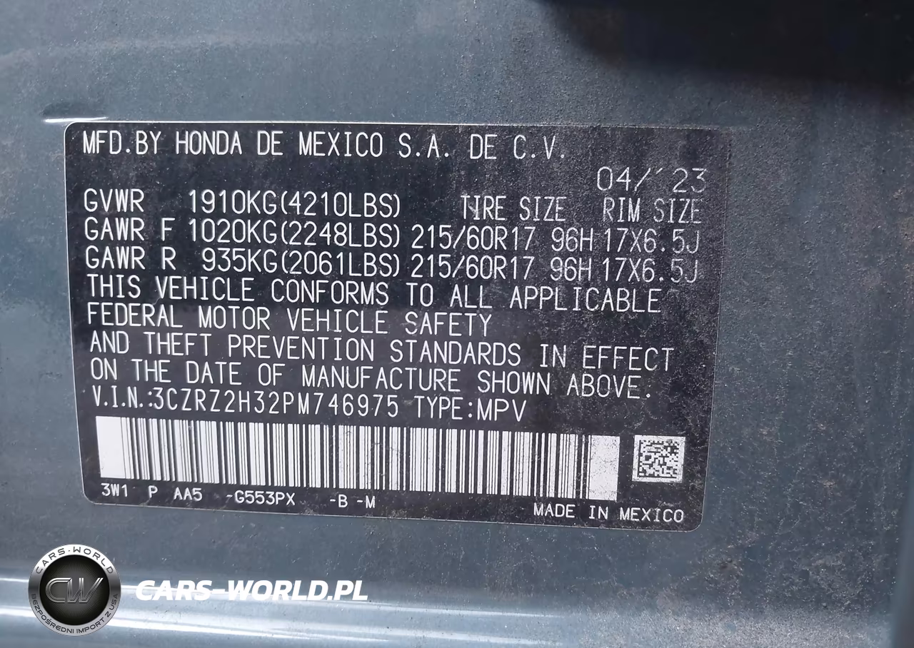 2023 Honda Hr-V Awd Lx VIN:3CZRZ2H32PM746975 - 9