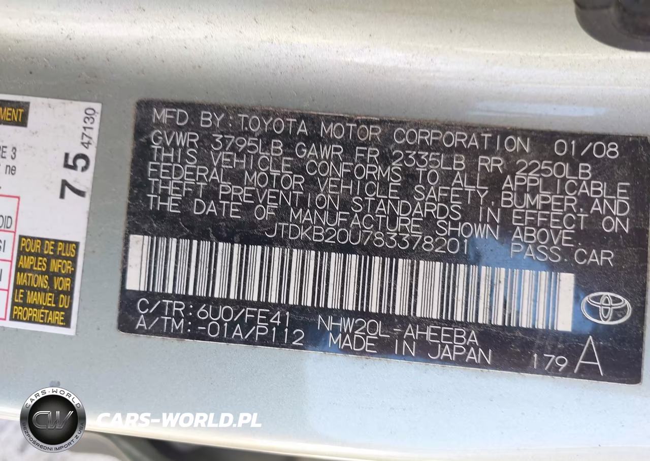2008 Toyota Prius VIN:JTDKB20U783378201 - 9