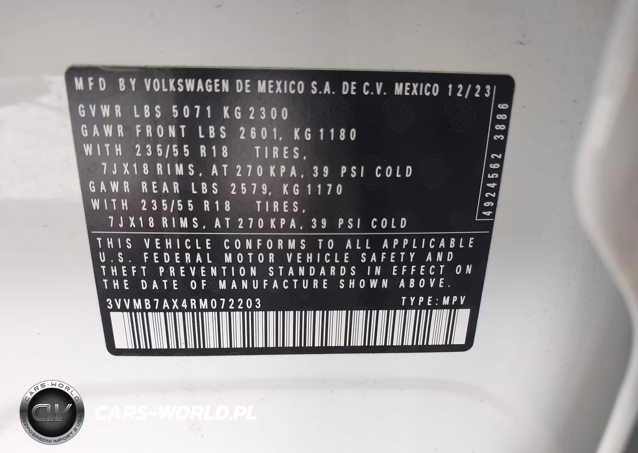 2024 Volkswagen Tiguan 2.0T Se-2.0T Wolfsburg Edition VIN:3VVMB7AX4RM072203 - 9