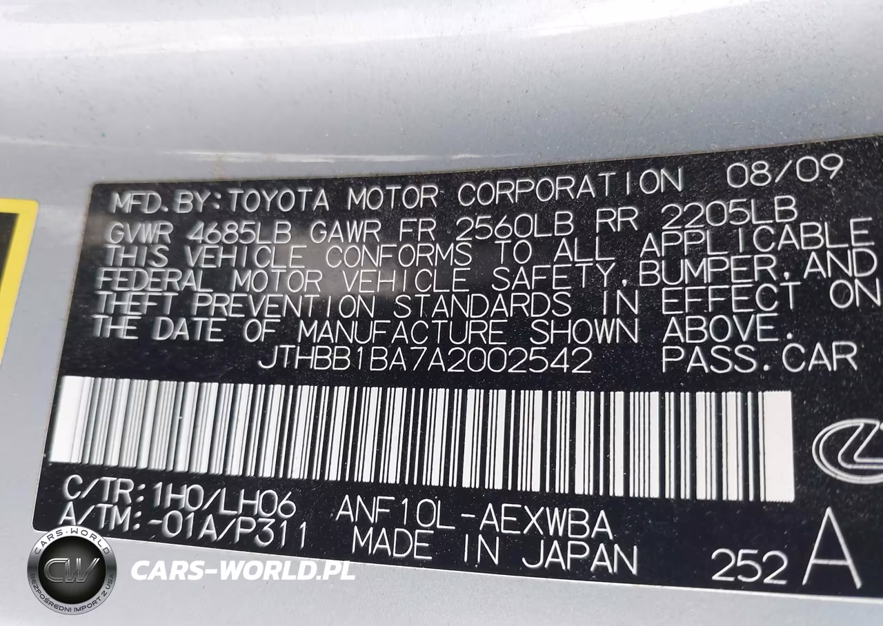 2010 Lexus Hs 250H Premium VIN:JTHBB1BA7A2002542 - 9