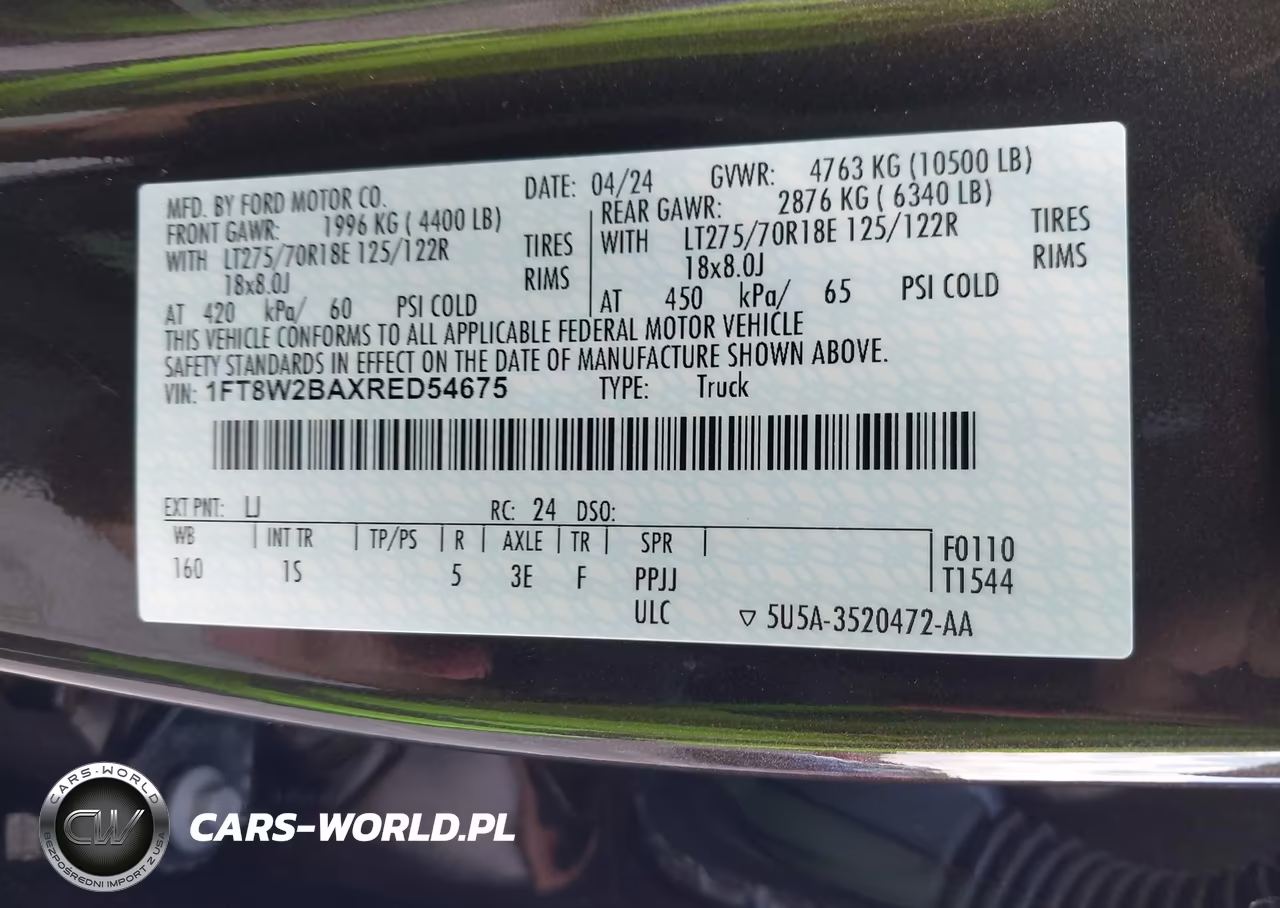 2024 Ford F-250 Xl VIN:1FT8W2BAXRED54675 - 8