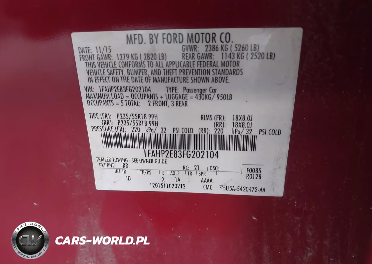 2015 Ford Taurus Sel VIN:1FAHP2E83FG202104 - 9