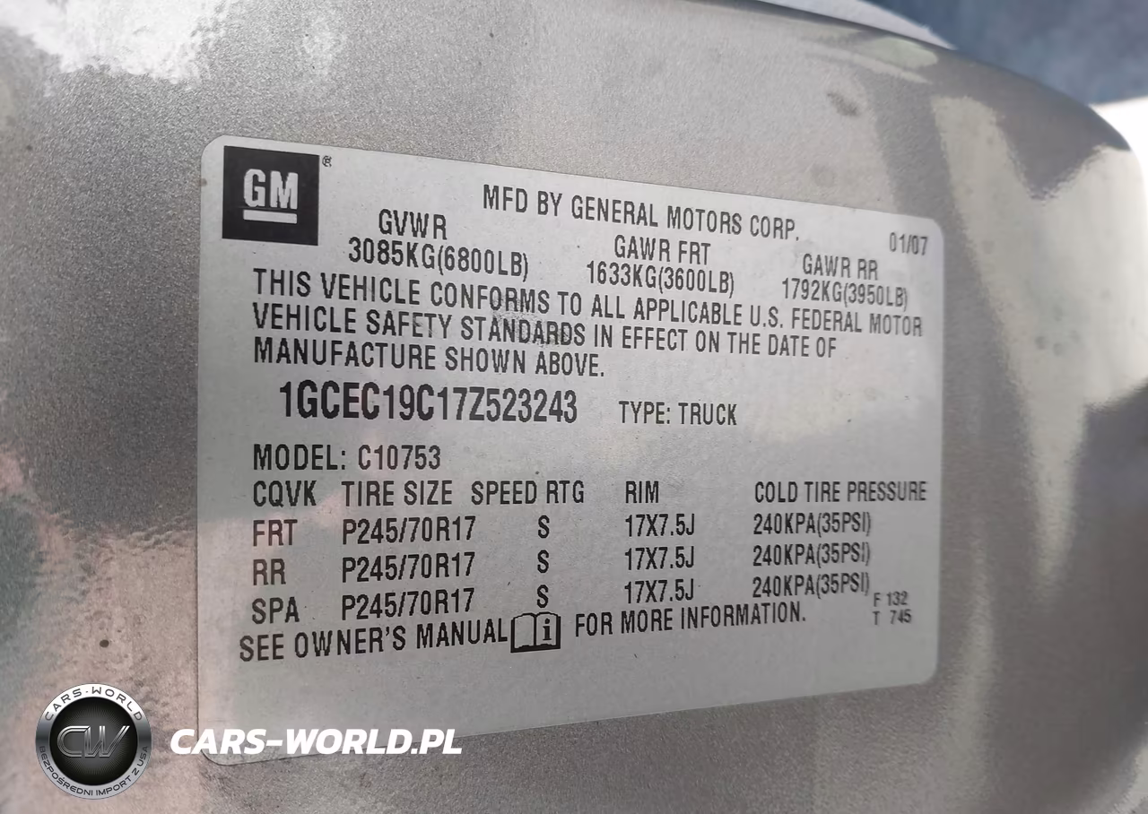 2007 Chevrolet Silverado 1500 Lt1 VIN:1GCEC19C17Z523243 - 9
