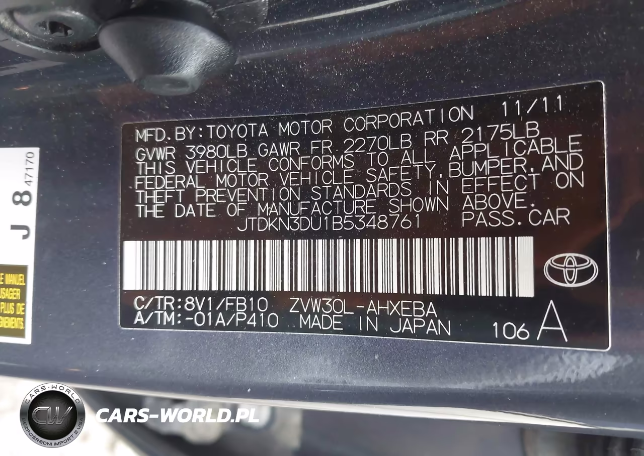 2011 Toyota Prius Three VIN:JTDKN3DU1B5348761 - 9