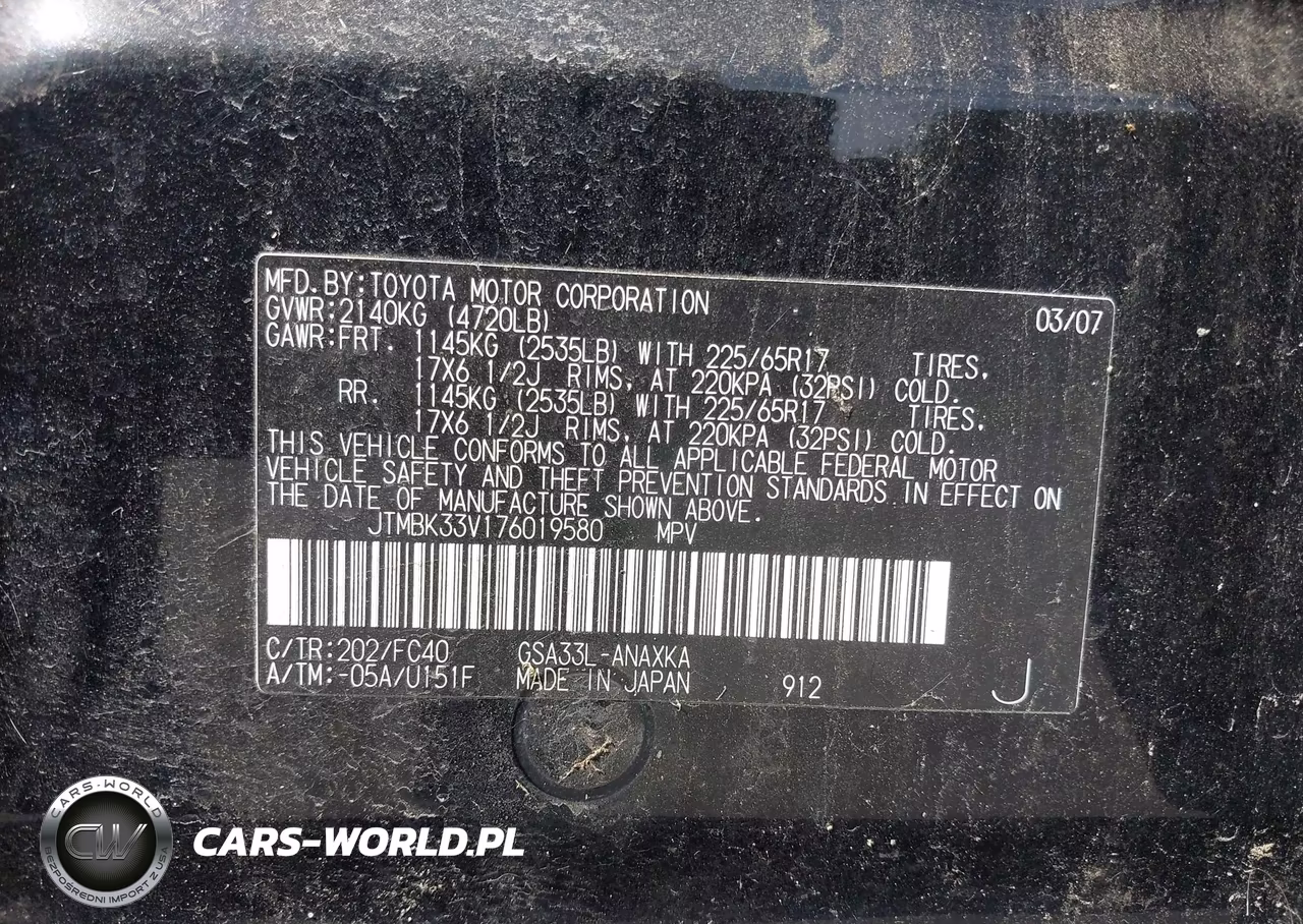 2007 Toyota Rav4 Base V6 VIN:JTMBK33V176019580 - 9