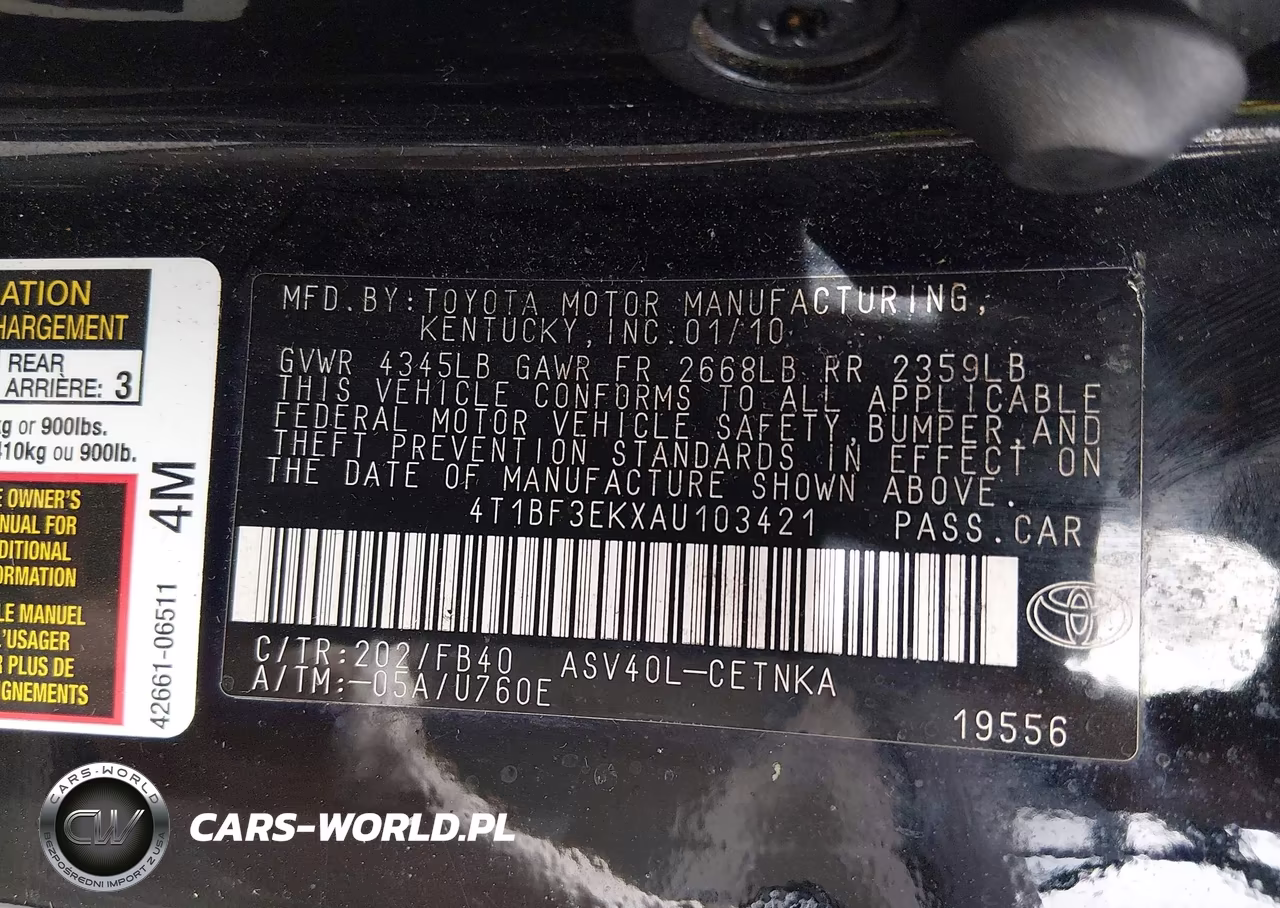 2010 Toyota Camry Le VIN:4T1BF3EKXAU103421 - 9