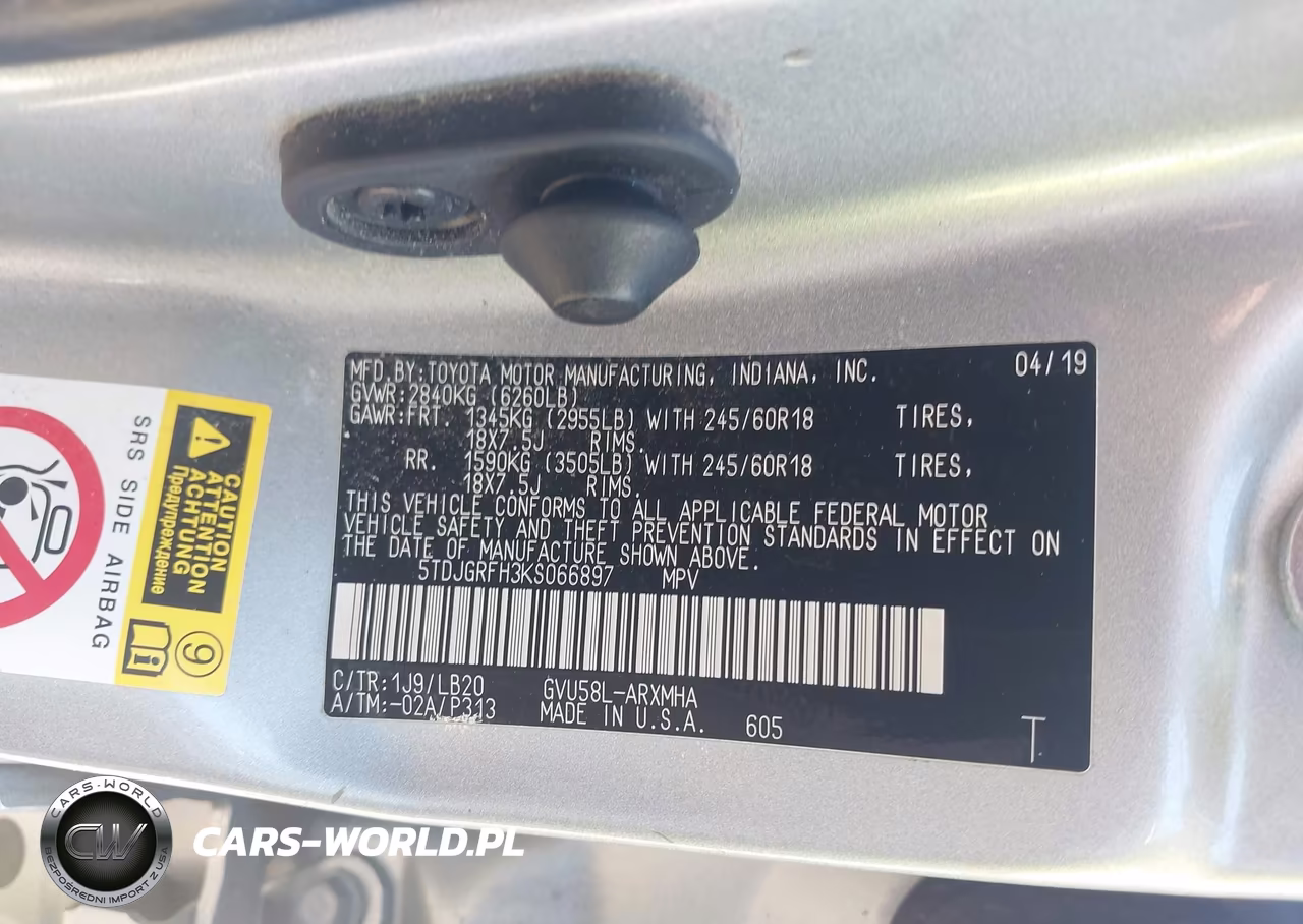 2019 Toyota Highlander Hybrid Xle VIN:5TDJGRFH3KS066897 - 9
