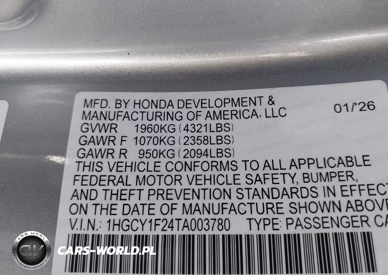 2026 Honda Accord Lx VIN:1HGCY1F24TA003780 - 9