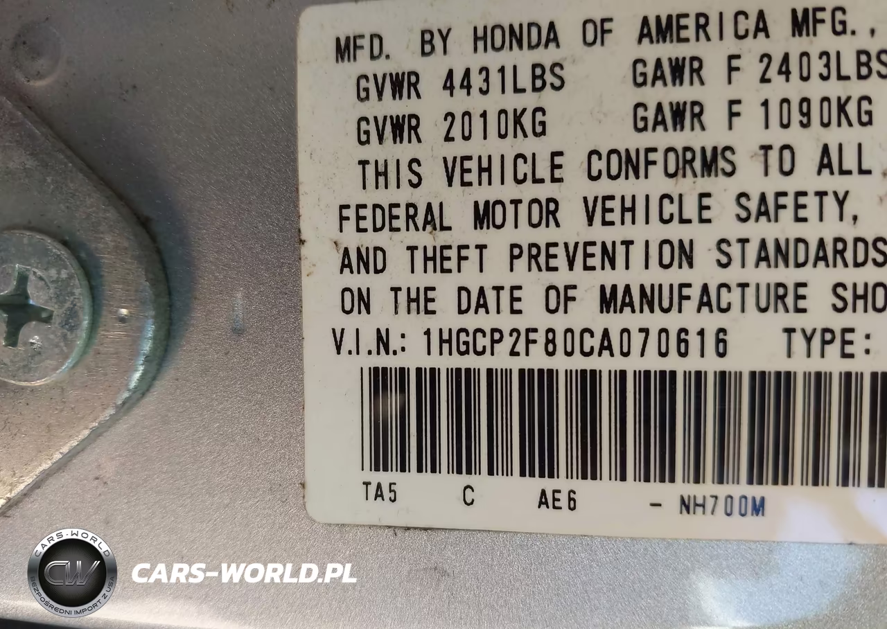 2012 Honda Accord 2.4 Ex-L VIN:1HGCP2F80CA070616 - 9