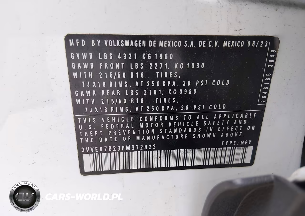 2023 Volkswagen Taos 1.5T Se VIN:3VVEX7B23PM372823 - 9