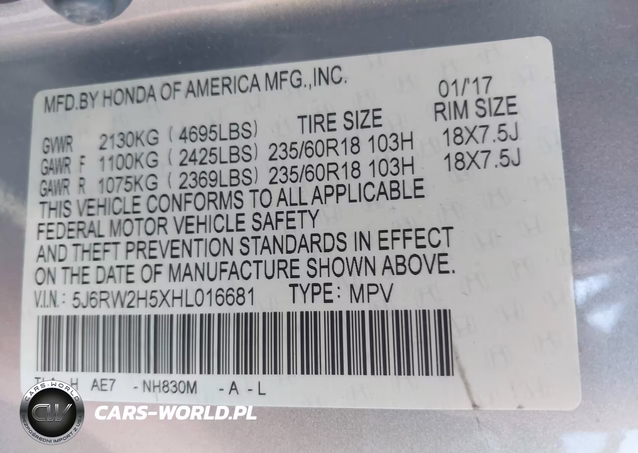 2017 Honda Cr-V Ex VIN:5J6RW2H5XHL016681 - 9