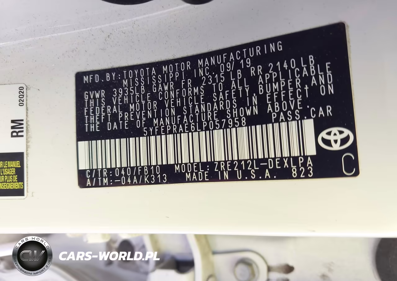 2020 Toyota Corolla Le VIN:5YFEPRAE6LP057958 - 9