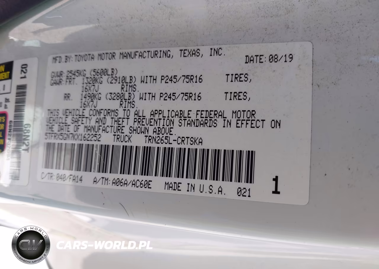 2019 Toyota Tacoma Sr VIN:5TFRX5GN7KX162252 - 4