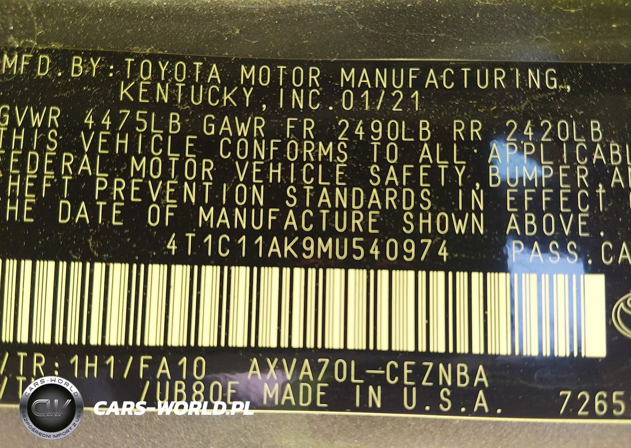 2021 Toyota Camry Le VIN:4T1C11AK9MU540974 - 9