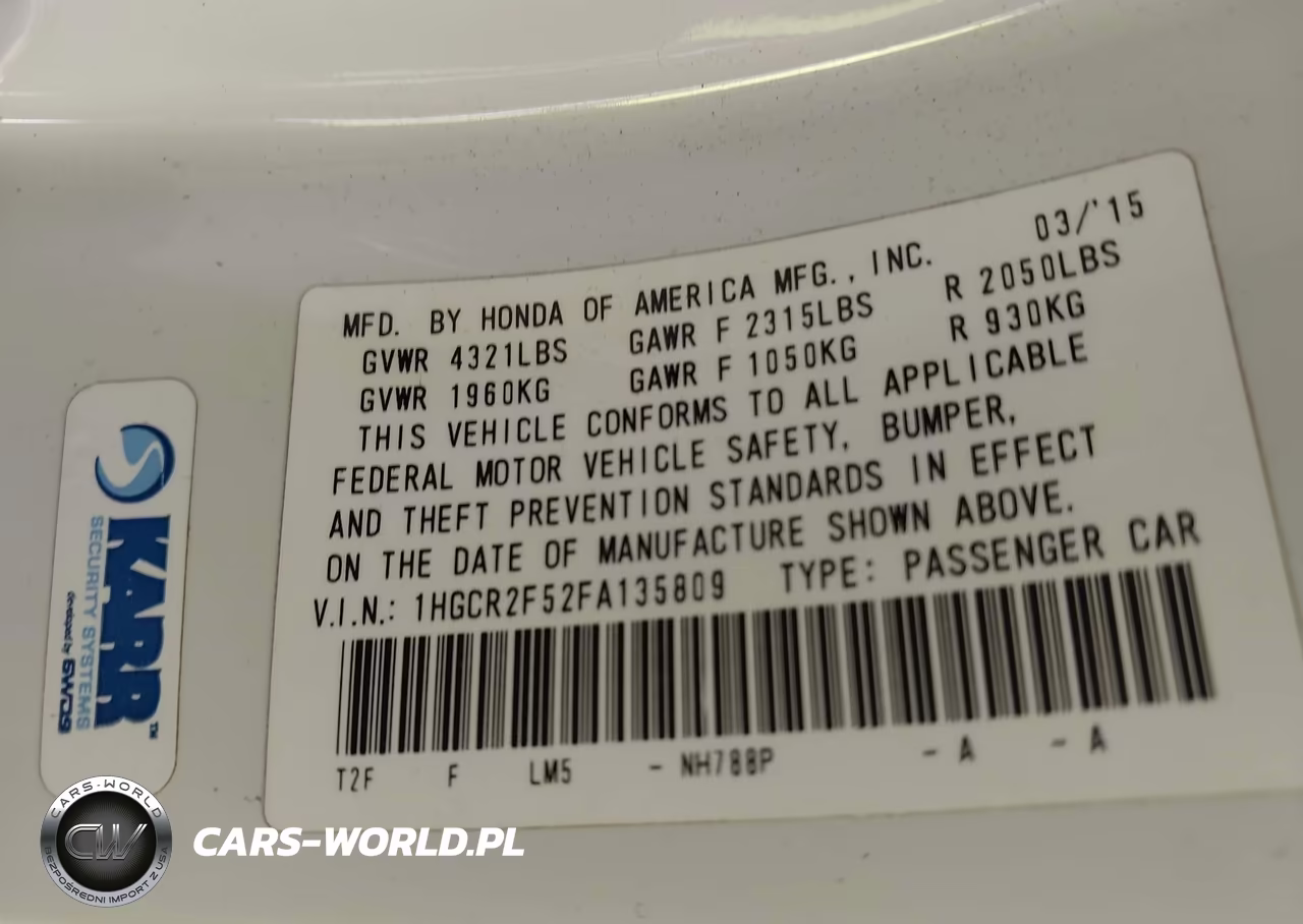 2015 Honda Accord Sport VIN:1HGCR2F52FA135809 - 9