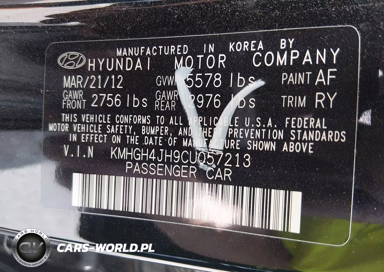 2012 Hyundai Equus Signature VIN:KMHGH4JH9CU057213 - 9