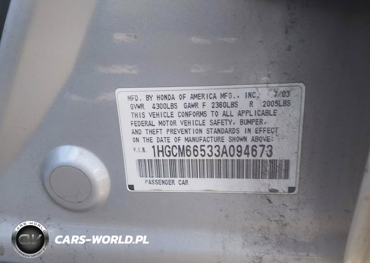 2003 Honda Accord 3.0 Ex VIN:1HGCM66533A094673 - 9