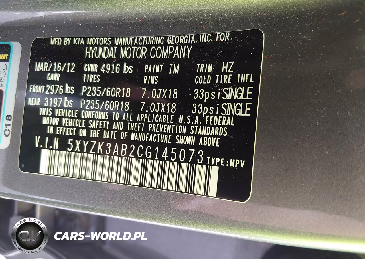 2012 Hyundai Santa Fe Limited VIN:5XYZK3AB2CG145073 - 9