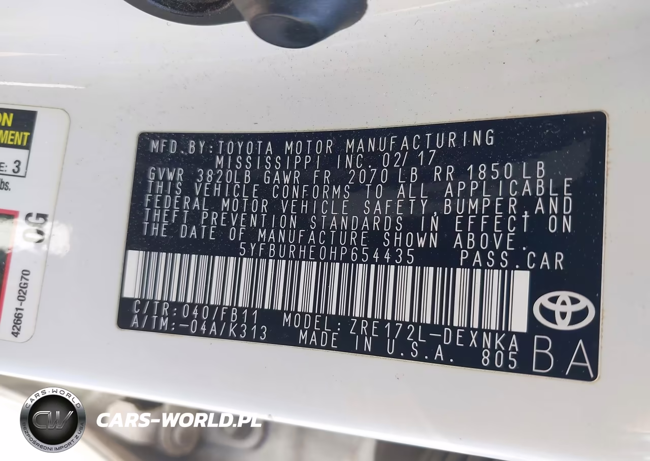 2017 Toyota Corolla Le VIN:5YFBURHE0HP654435 - 9