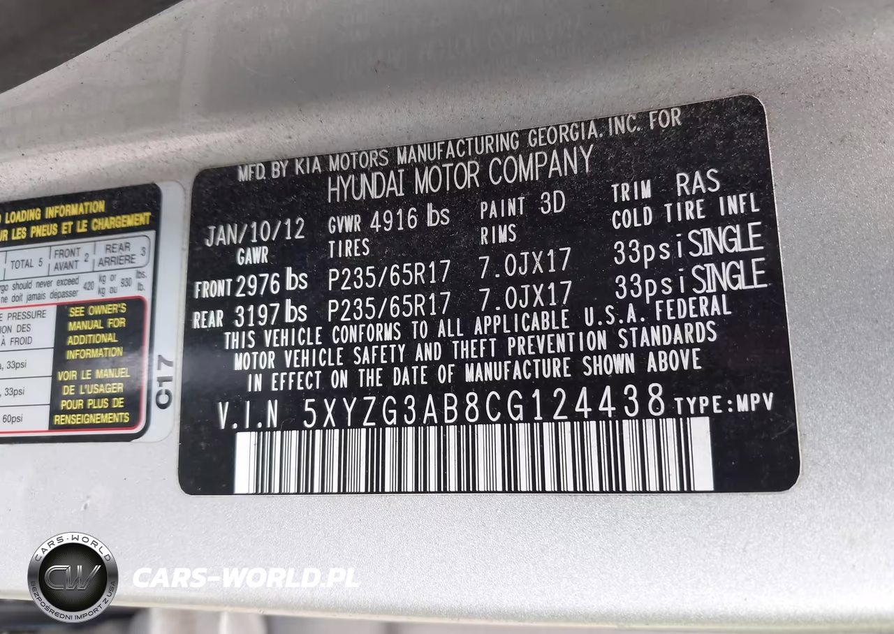 2012 Hyundai Santa Fe Gls VIN:5XYZG3AB8CG124438 - 9