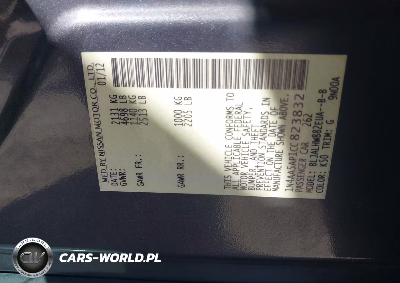 2012 Nissan Maxima 3.5 Sv VIN:1N4AA5AP1CC823832 - 9