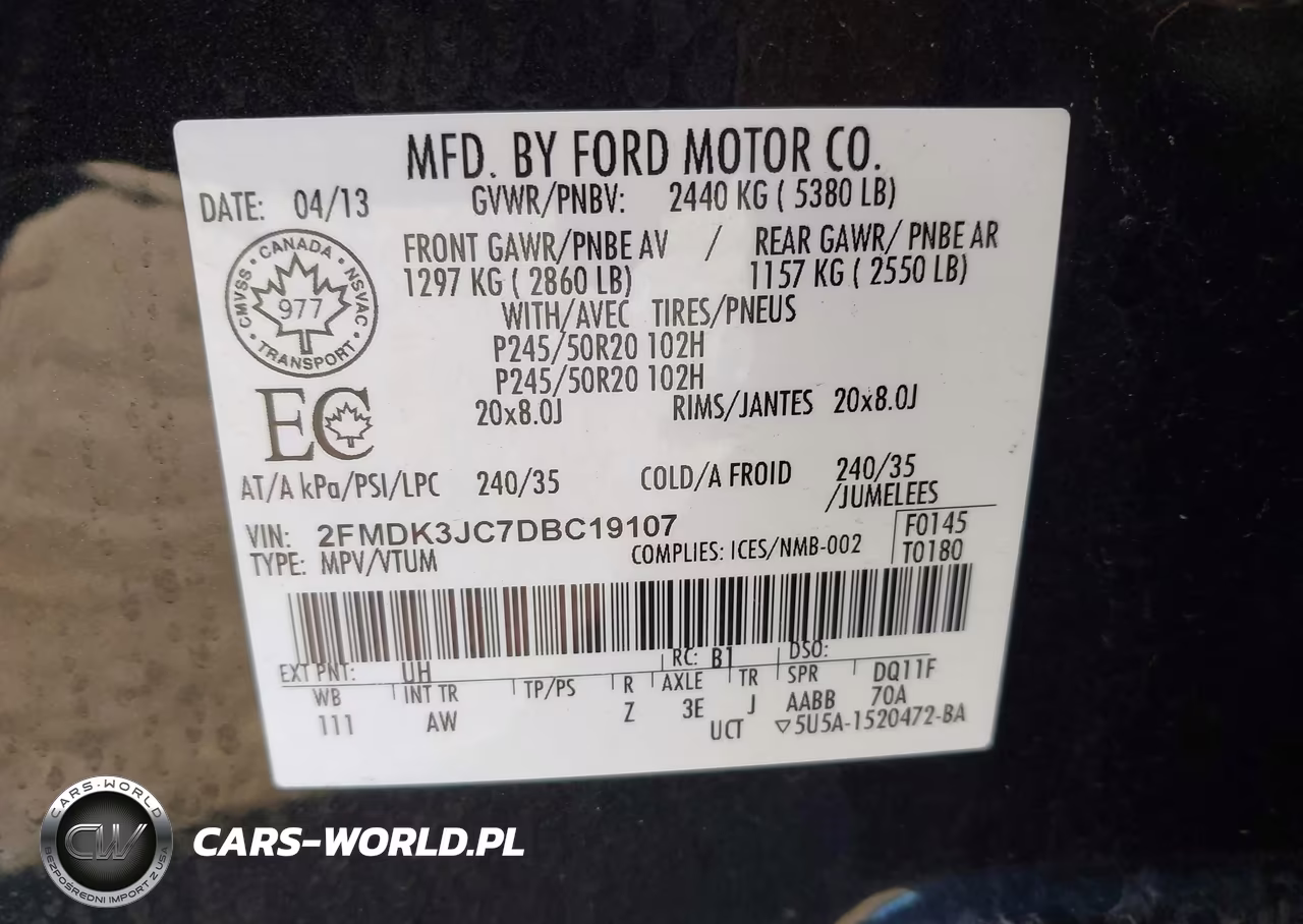 2013 Ford Edge Sel VIN:2FMDK3JC7DBC19107 - 9
