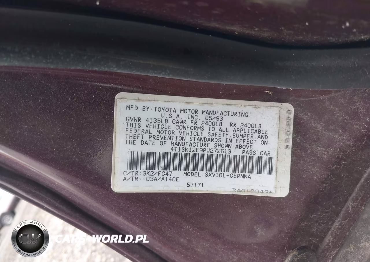 1993 Toyota Camry Le VIN:4T1SK12E9PU272613 - 9