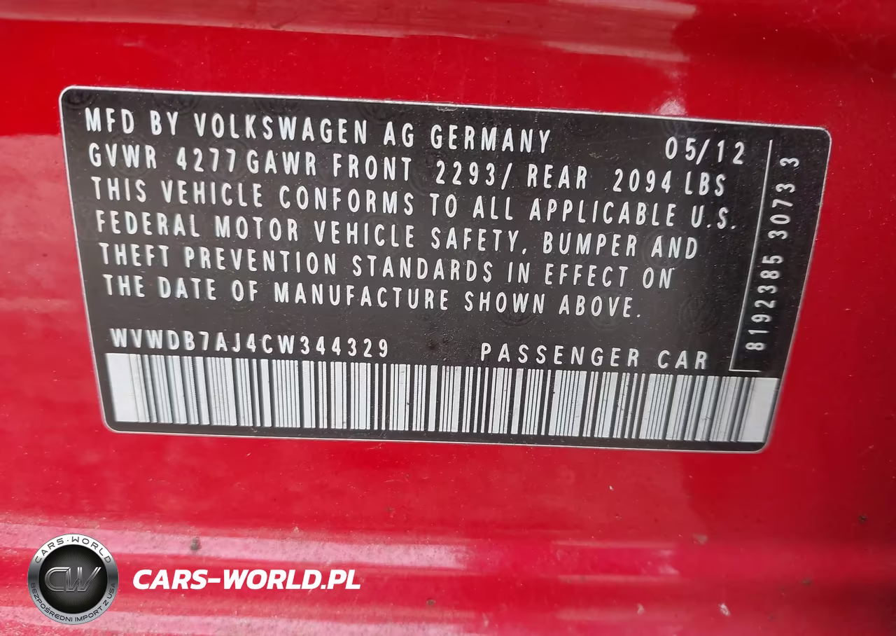 2012 Volkswagen Golf 2.5L 4-Door VIN:WVWDB7AJ4CW344329 - 9