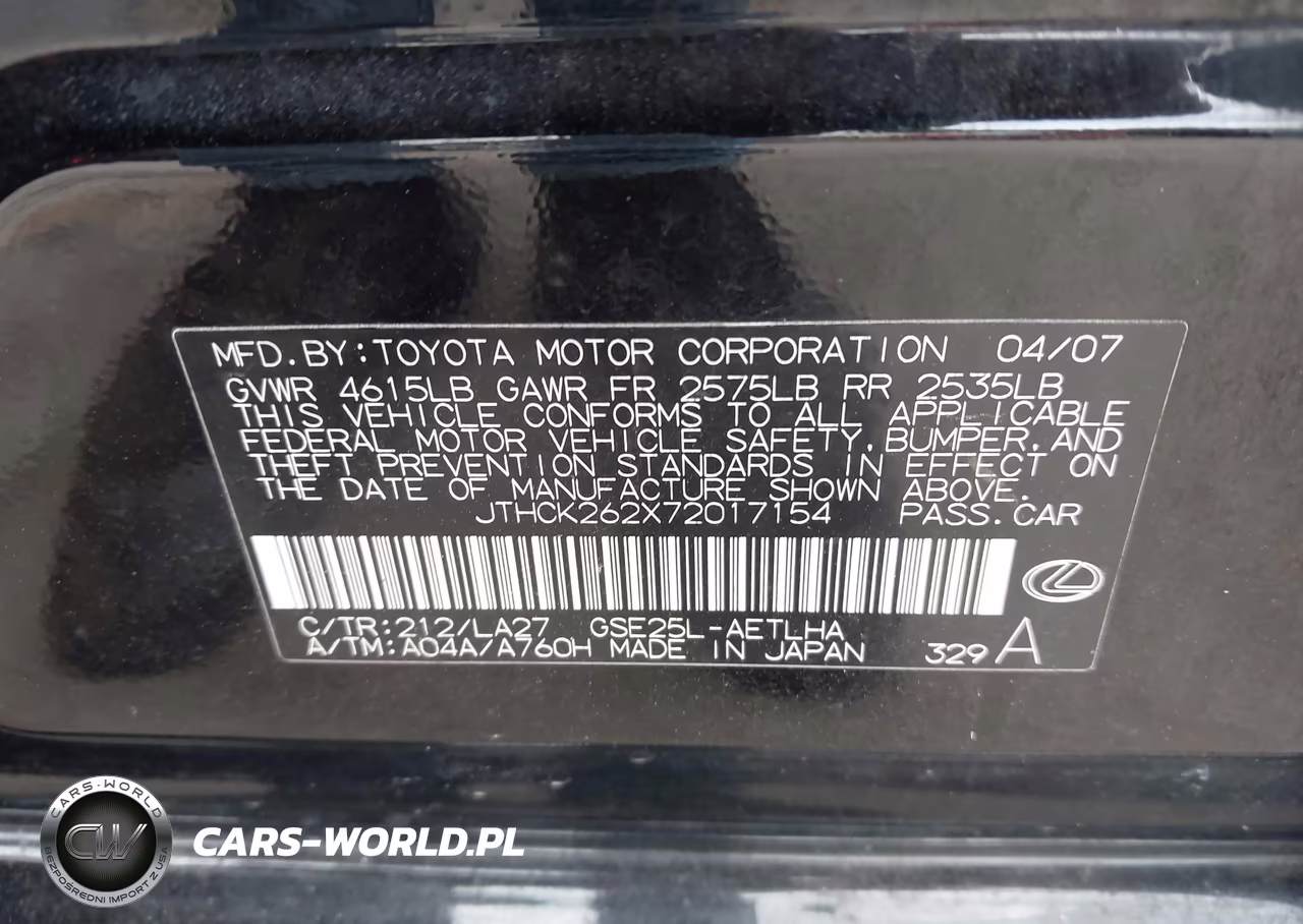 2007 Lexus Is 250 VIN:JTHCK262X72017154 - 9