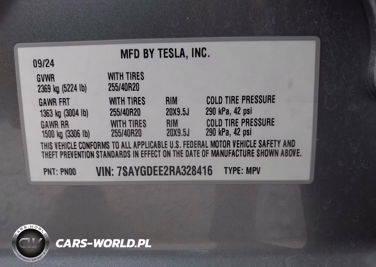 2024 Tesla Model Y Long Range Dual Motor All-Wheel Drive VIN:7SAYGDEE2RA328416 - 9